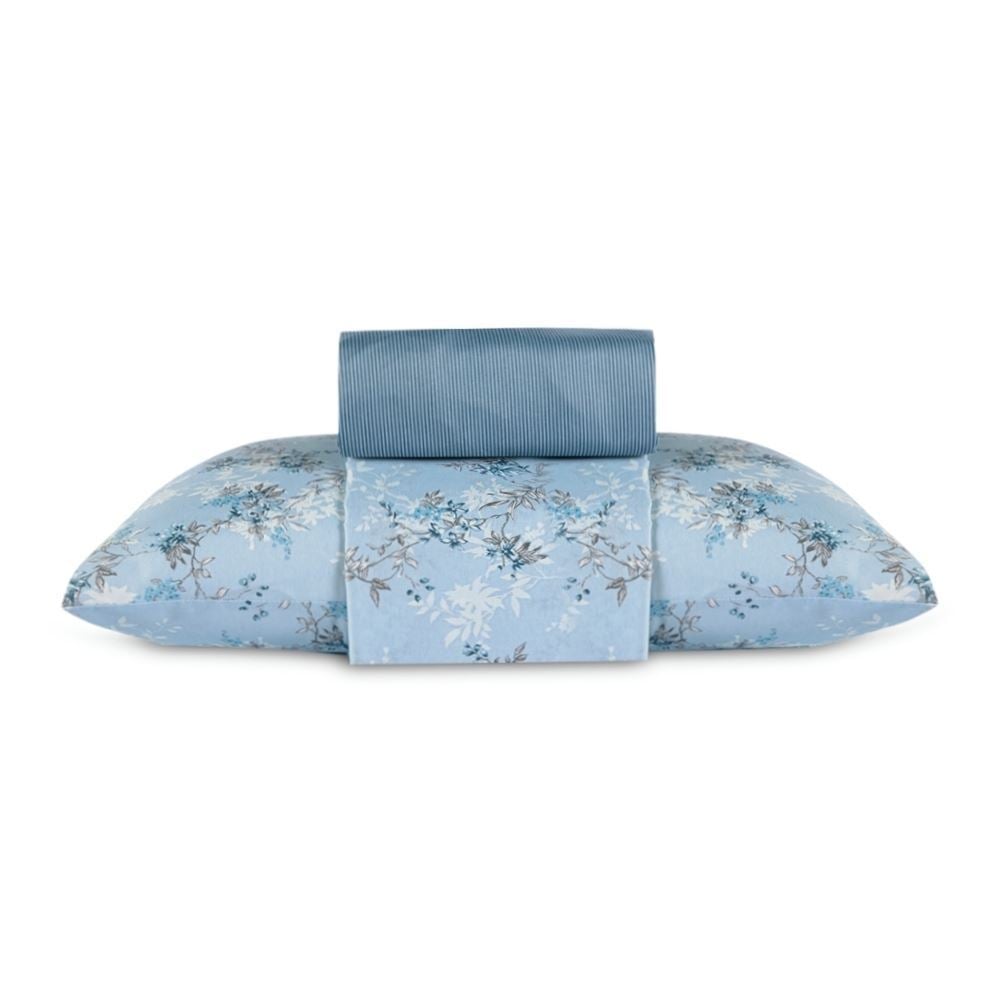 Jogo de Cama Solteiro Napoli Havan Casa 3 Peças - Rosely Flowers Azul