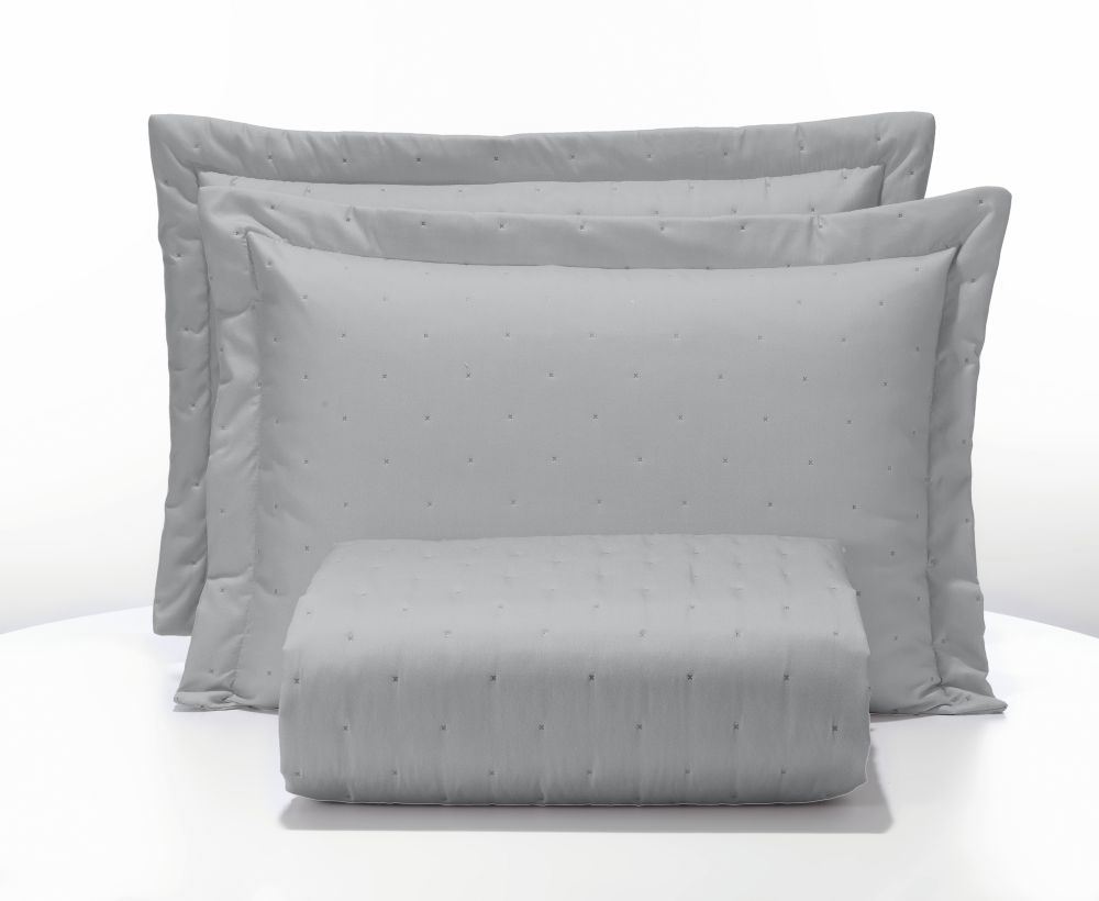 Jogo Cobre Leito Solteiro Requinte Hedrons - CINZA GELO