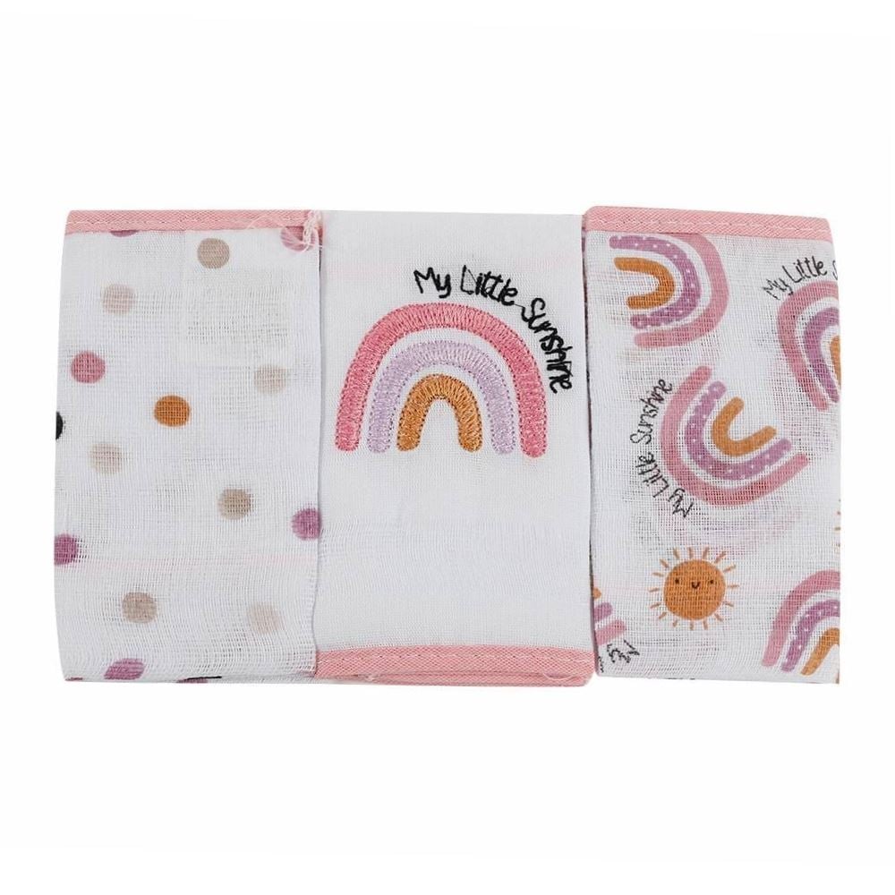 Kit 3 Panos de Boca 32X32cm 100% Algodão Havan Baby - Arco-Íris