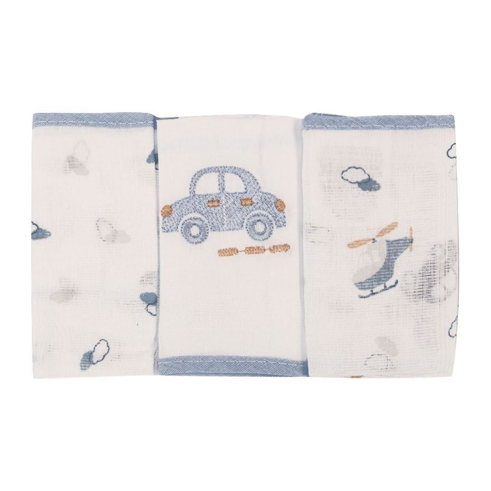 Kit 3 Panos de Boca 32X32cm 100% Algodão Havan Baby - Carros