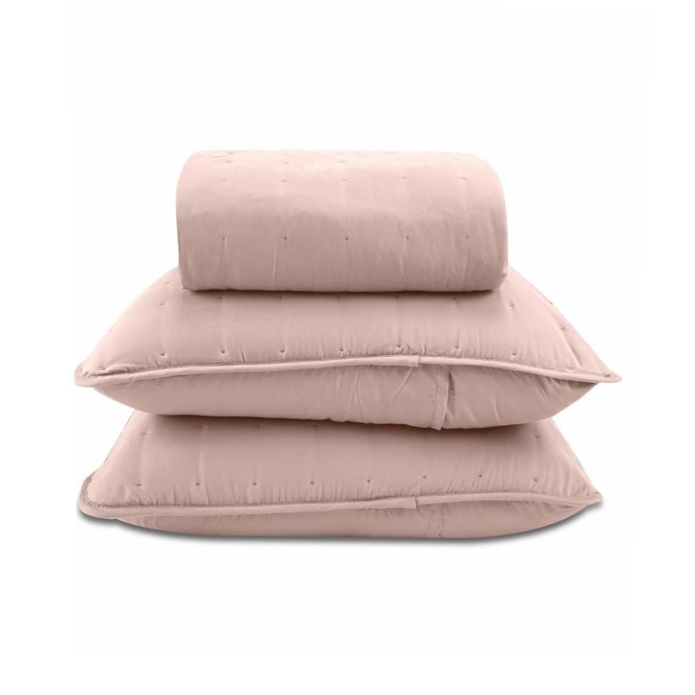 Kit Colcha Casal 100% Poliéster Elegance Havan Casa 3 pçs - Rosa