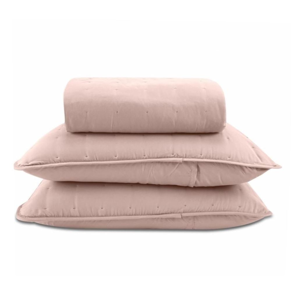 Kit Colcha Casal 100% Poliéster Elegance Havan Casa 3 pçs - Rosa