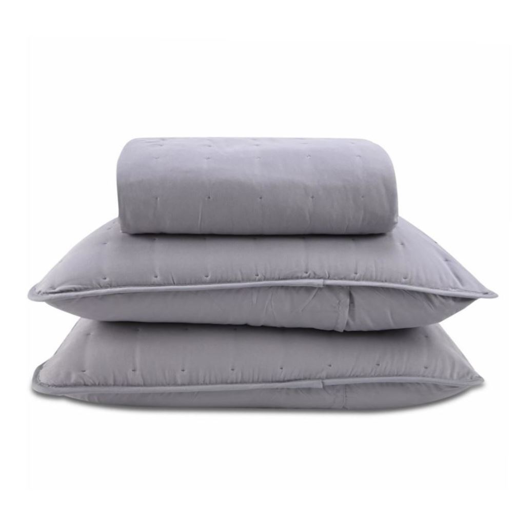 Kit Colcha Casal 100% Poliéster Elegance Havan Casa 3 pçs - Cinza