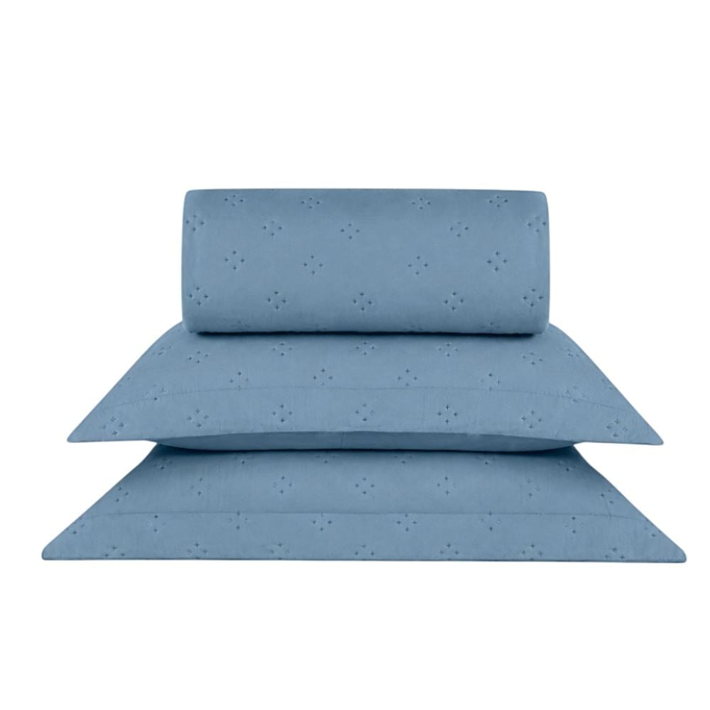 Kit Colcha Casal Elegance Havan Casa 3 pçs - Azul