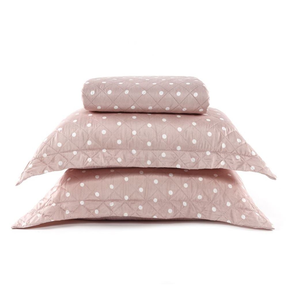 Kit Colcha Casal Poá Versalhes/Napoli Havan Casa 3 pçs - Rosa Pálido