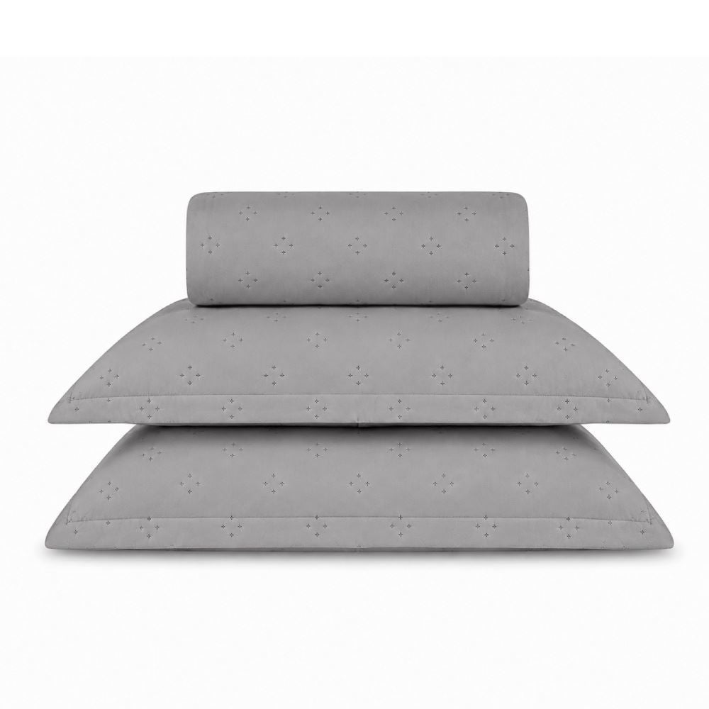 Kit Colcha King Elegance Havan Casa 3 pçs - Cinza