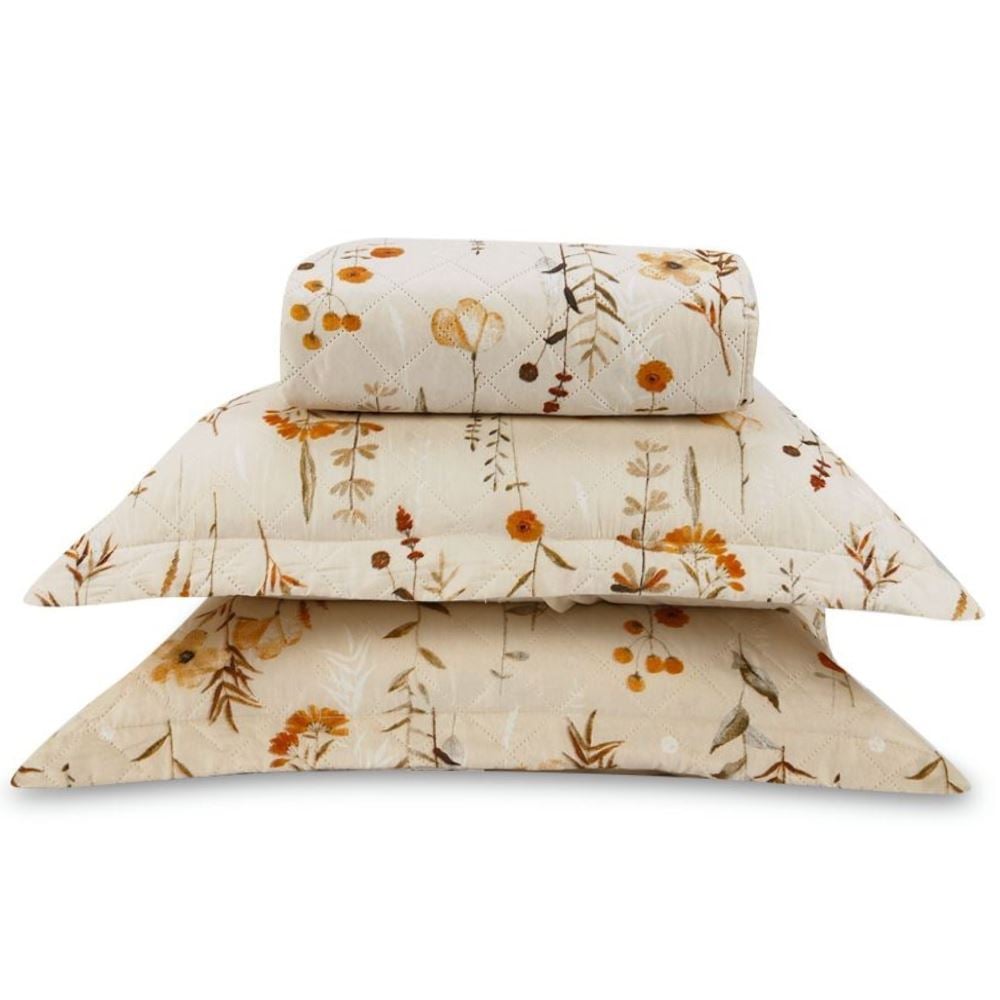 Kit Colcha King Estampada Versalhes Havan Casa 3 Peças - Floral Bege