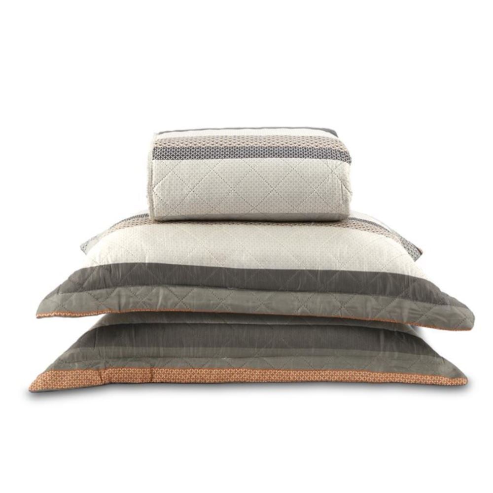 Kit Colcha King Estampada Versalhes Havan Casa 3 Peças - Geo Cinza