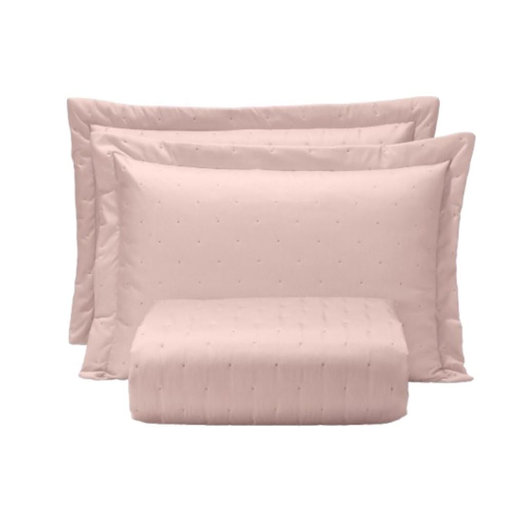 Kit Colcha King Requinte Havan Casa - Rosa Tule
