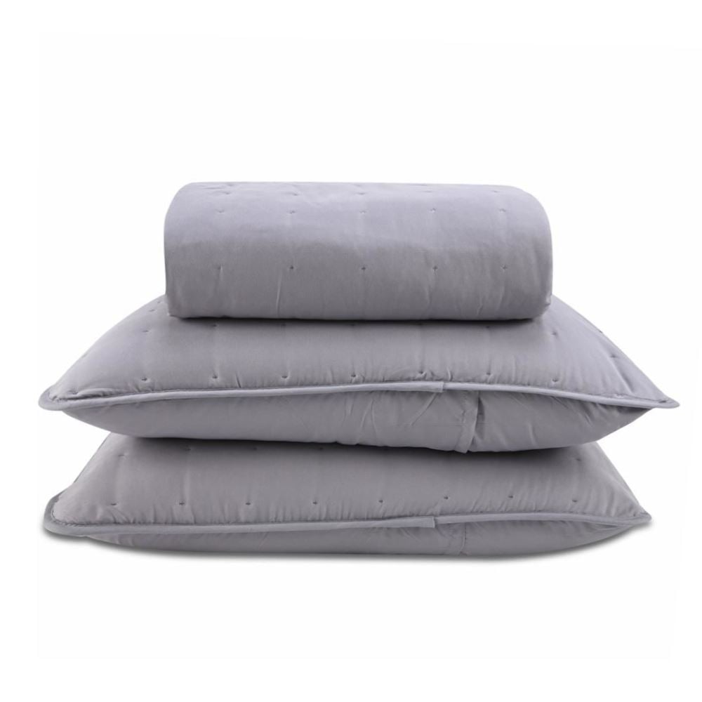 Kit Colcha Queen Elegance 3 pçs Havan Casa - Cinza