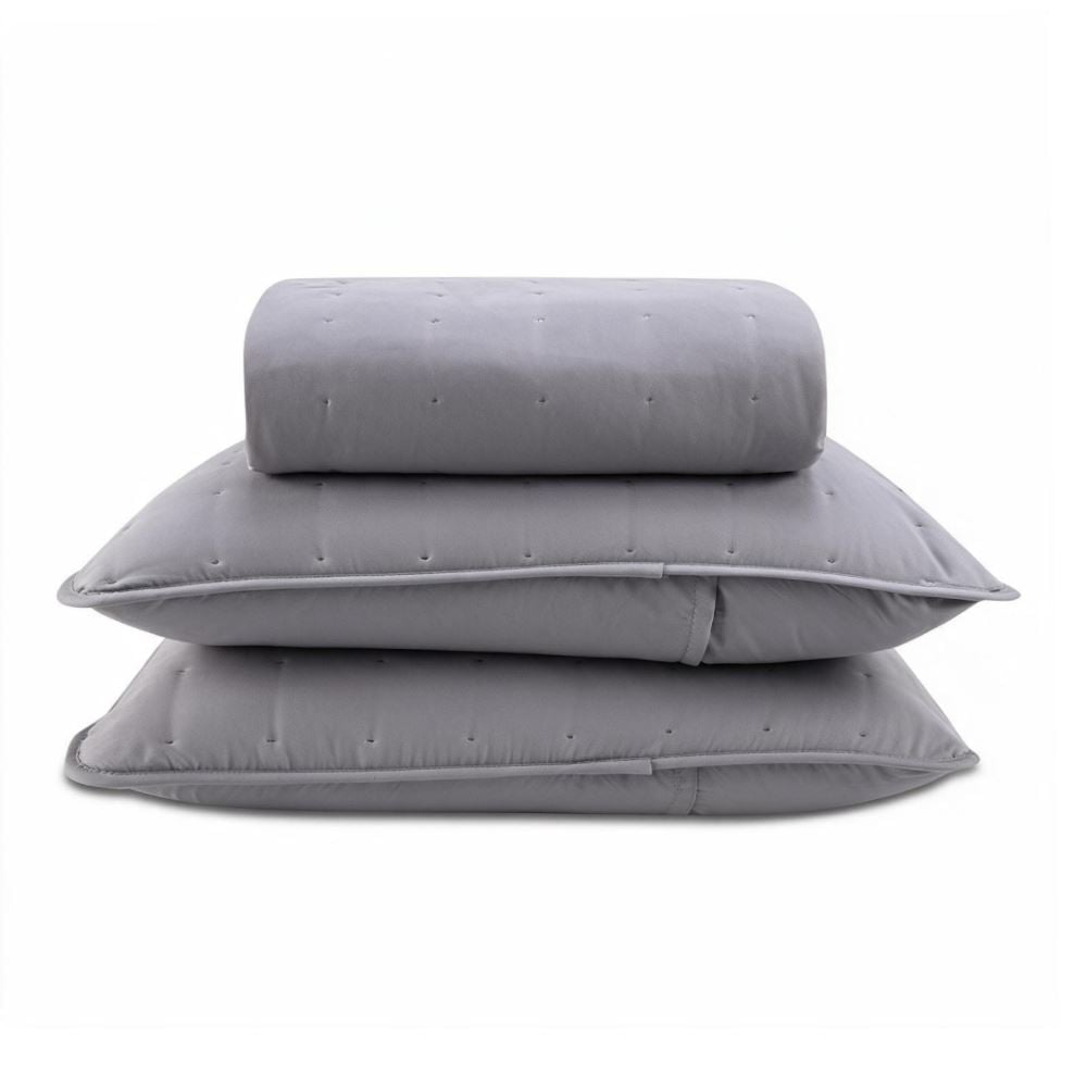 Kit Colcha Queen Elegance 3 pçs Havan Casa - Cinza