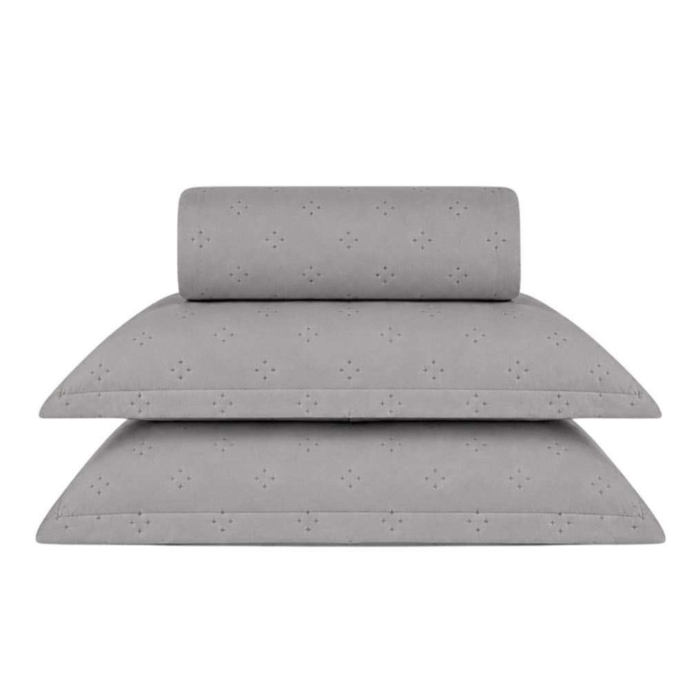 Kit Colcha Queen Elegance Havan Casa 3 pçs - Cinza