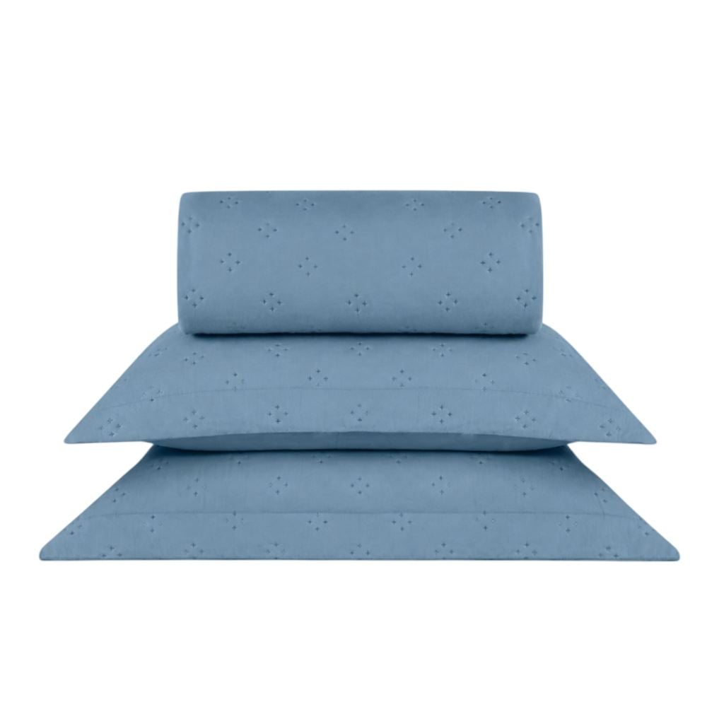Kit Colcha Queen Elegance Havan Casa 3 pçs - Azul