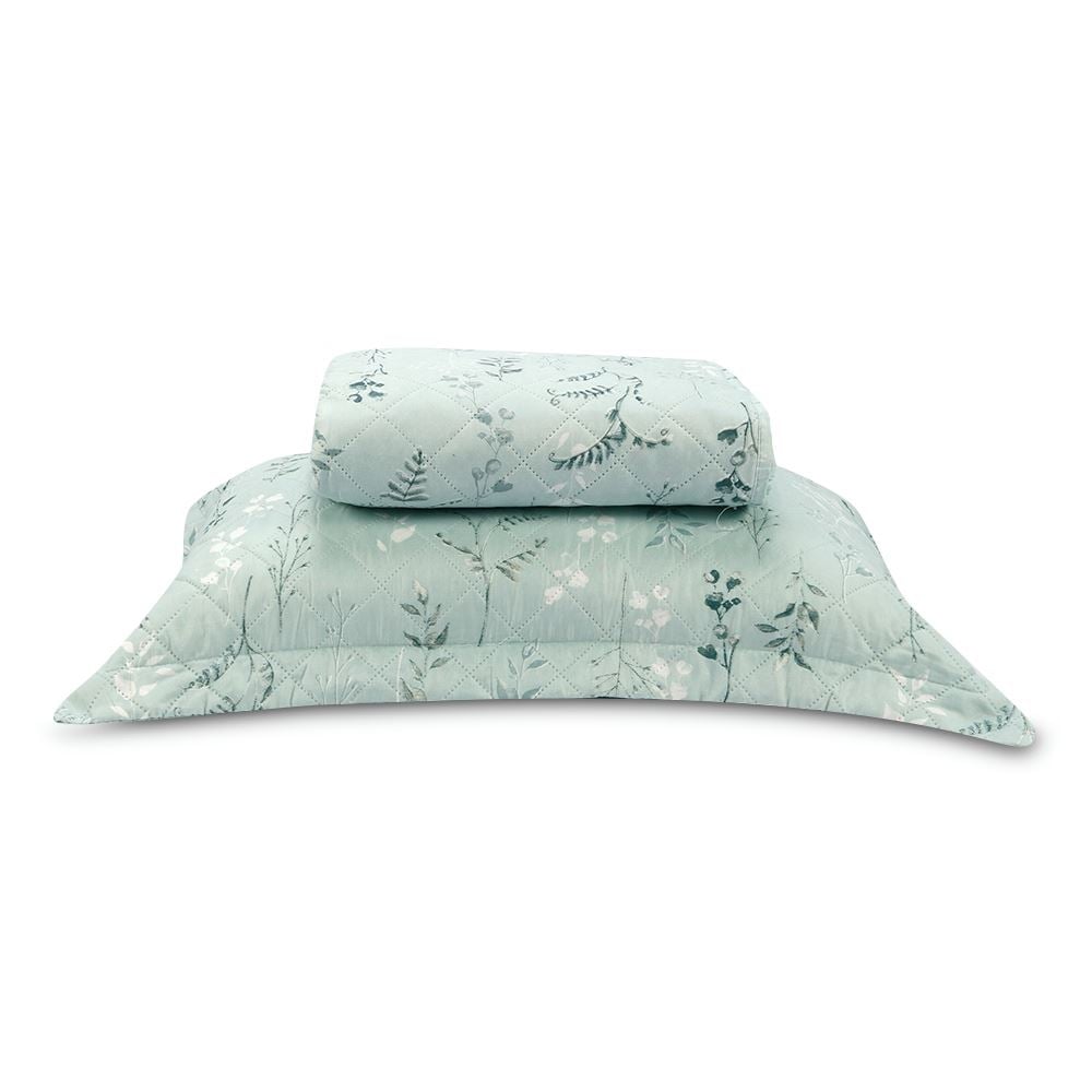 Kit Colcha Solteiro Estampada Versalhes Havan Casa 2 Peças - Folhagens Verde