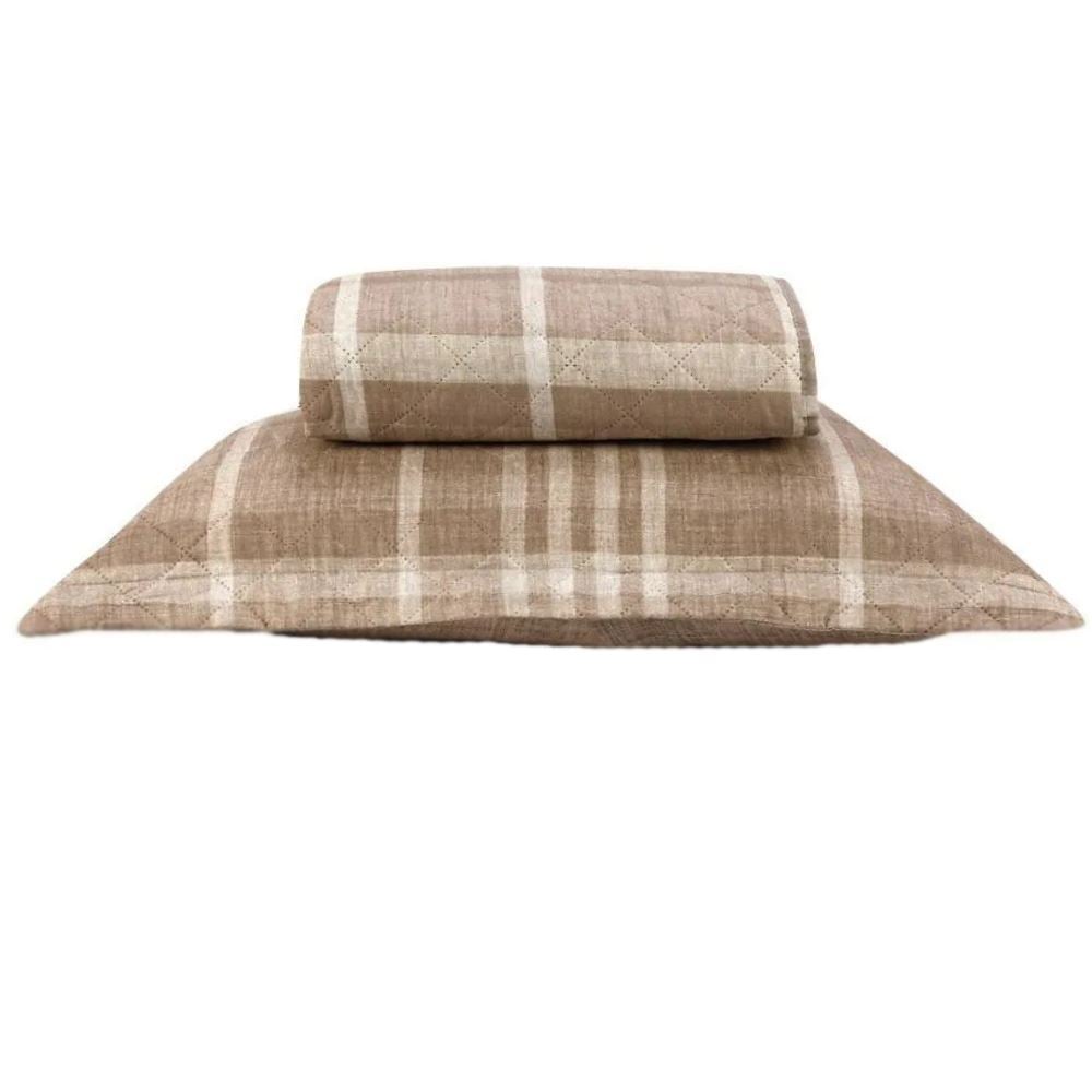 Kit Colcha Solteiro Estampada Versalhes Havan Casa 2 Peças - Xadrez Bege