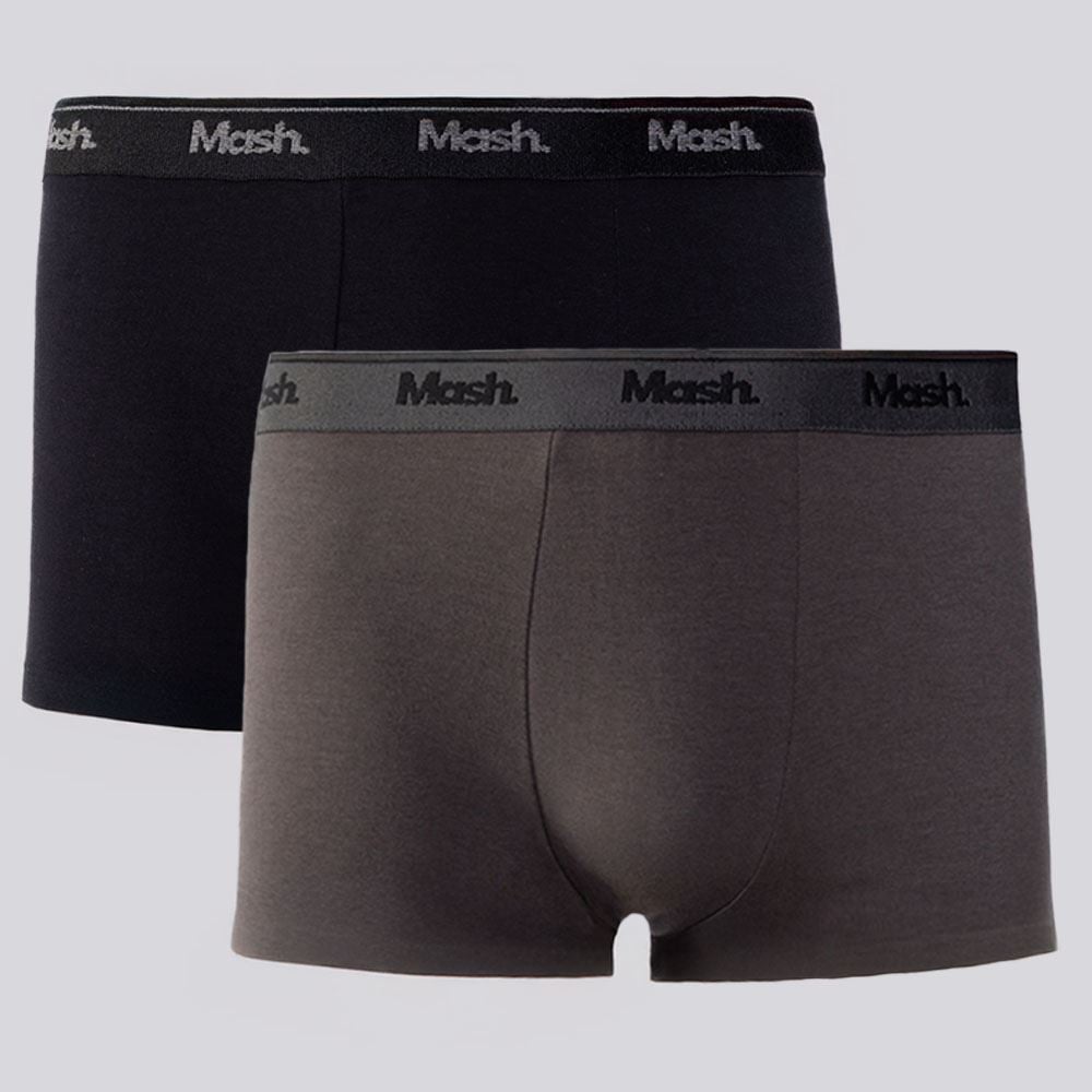 Kit 2 Cuecas Boxer Algodão Mash Cinza/Preto