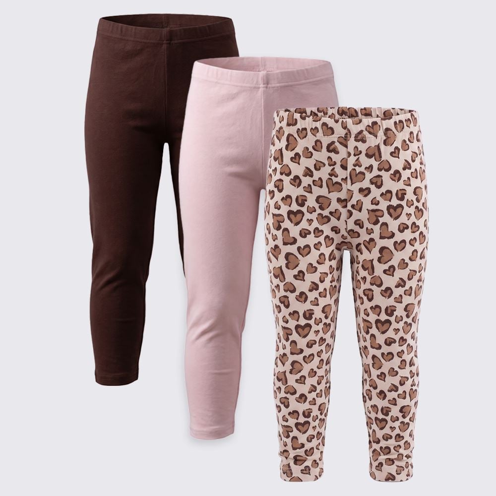 Kit Legging Infantil 4 a 10 Anos Menina Yoyo Kids Animal Print/Marrom/Rosa