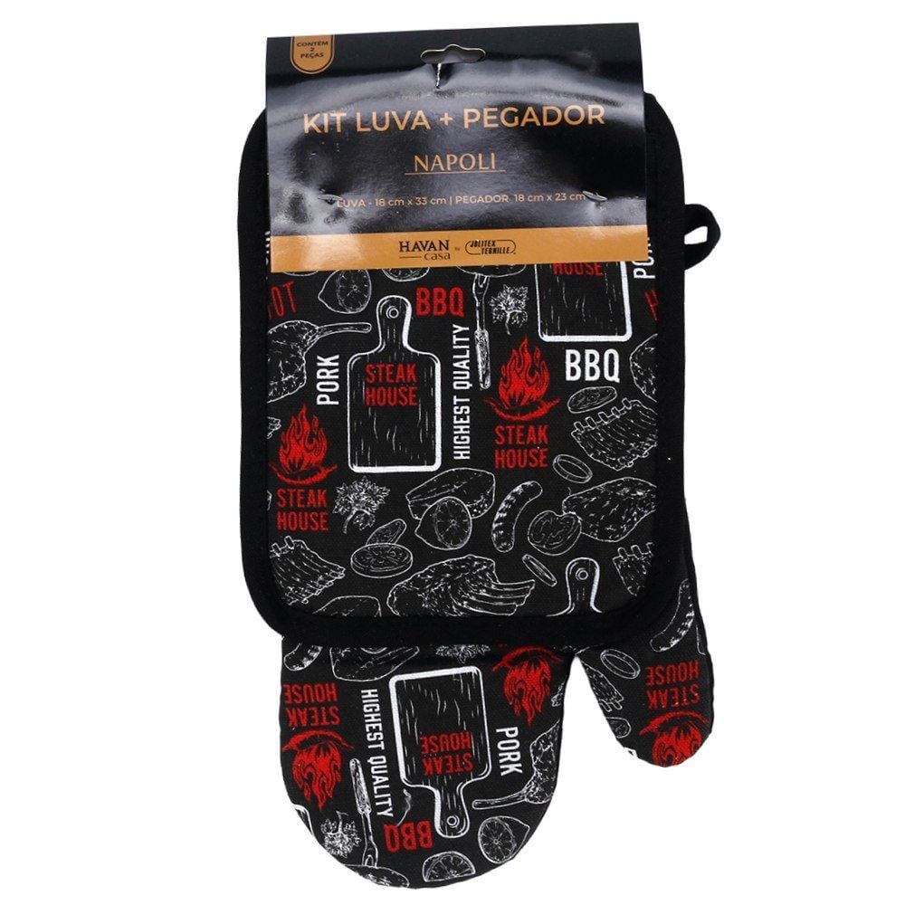 Kit Luva e Pegador de Panelas Napoli Jolitex - Churrasco