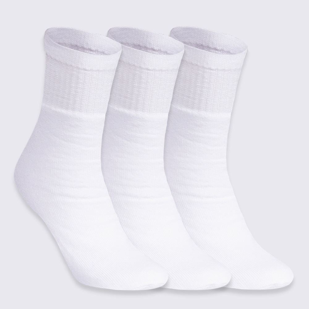 Kit Meia 3 Pares Cano Médio Hot Dog - Branco 34/38