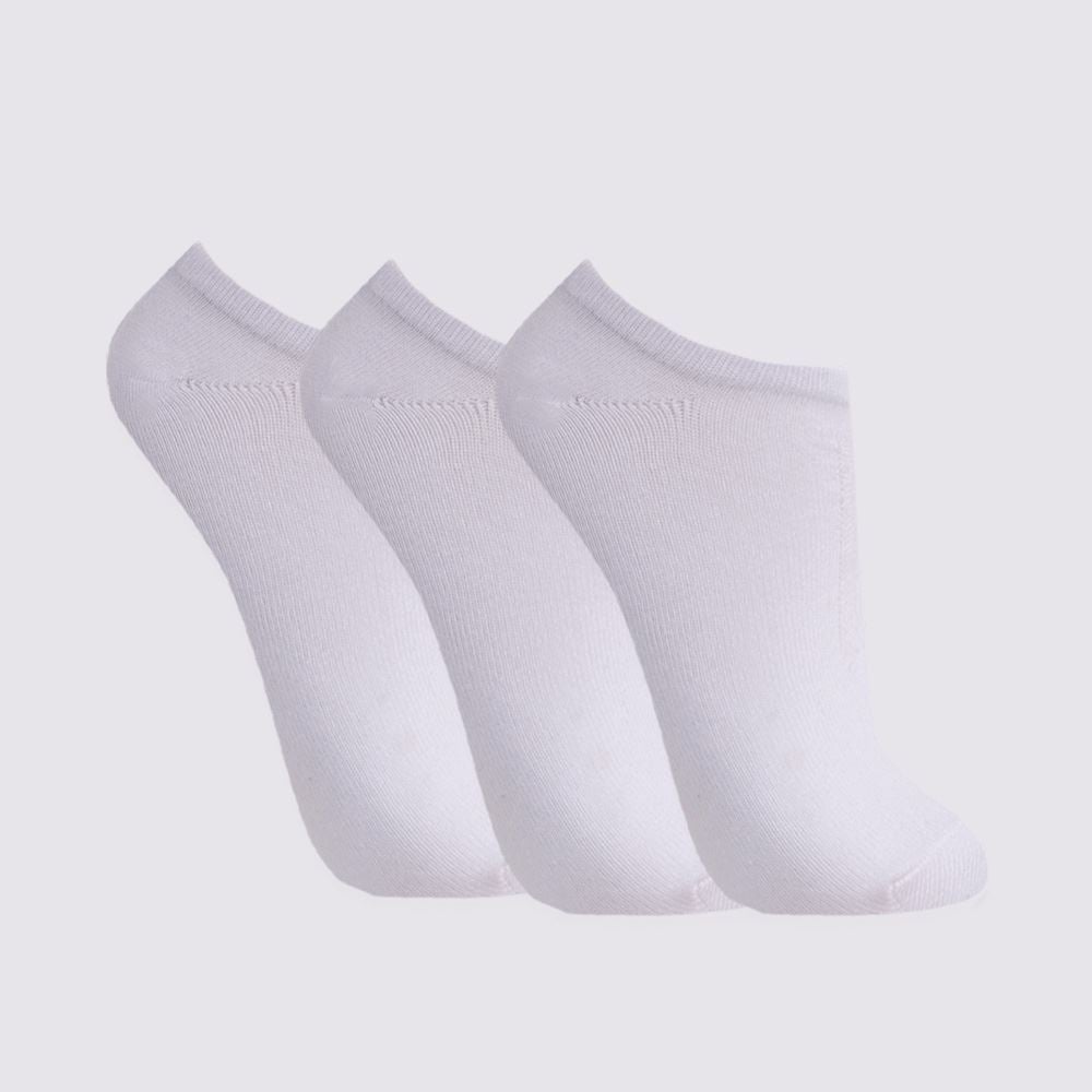 Kit Meia Feminina com 3 Pares Cano Invísivel Holla Bco/Bco/Bco