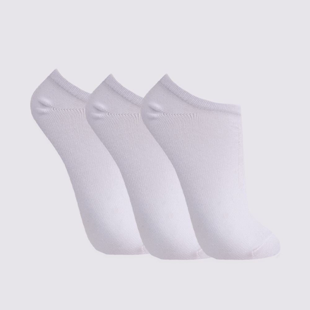 Kit Meia Masculina com 3 Pares Cano Invisível Risk Bco/Bco/Bco