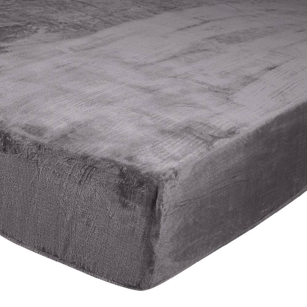 Lençol Avulso Solteiro com Elástico Plush Slip Havan Casa - Cinza Ardósia