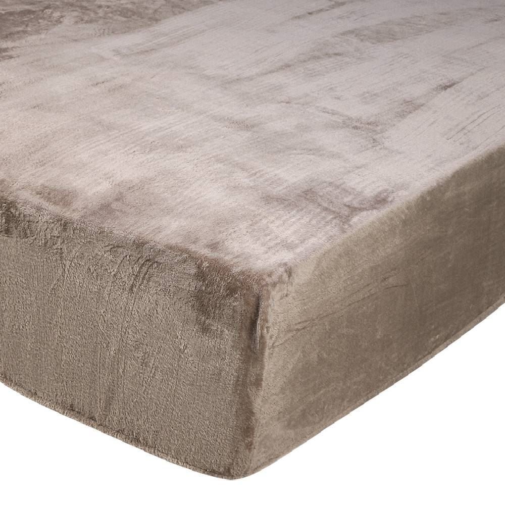 Lençol Avulso Solteiro com Elástico Plush Slip Havan Casa - Taupe