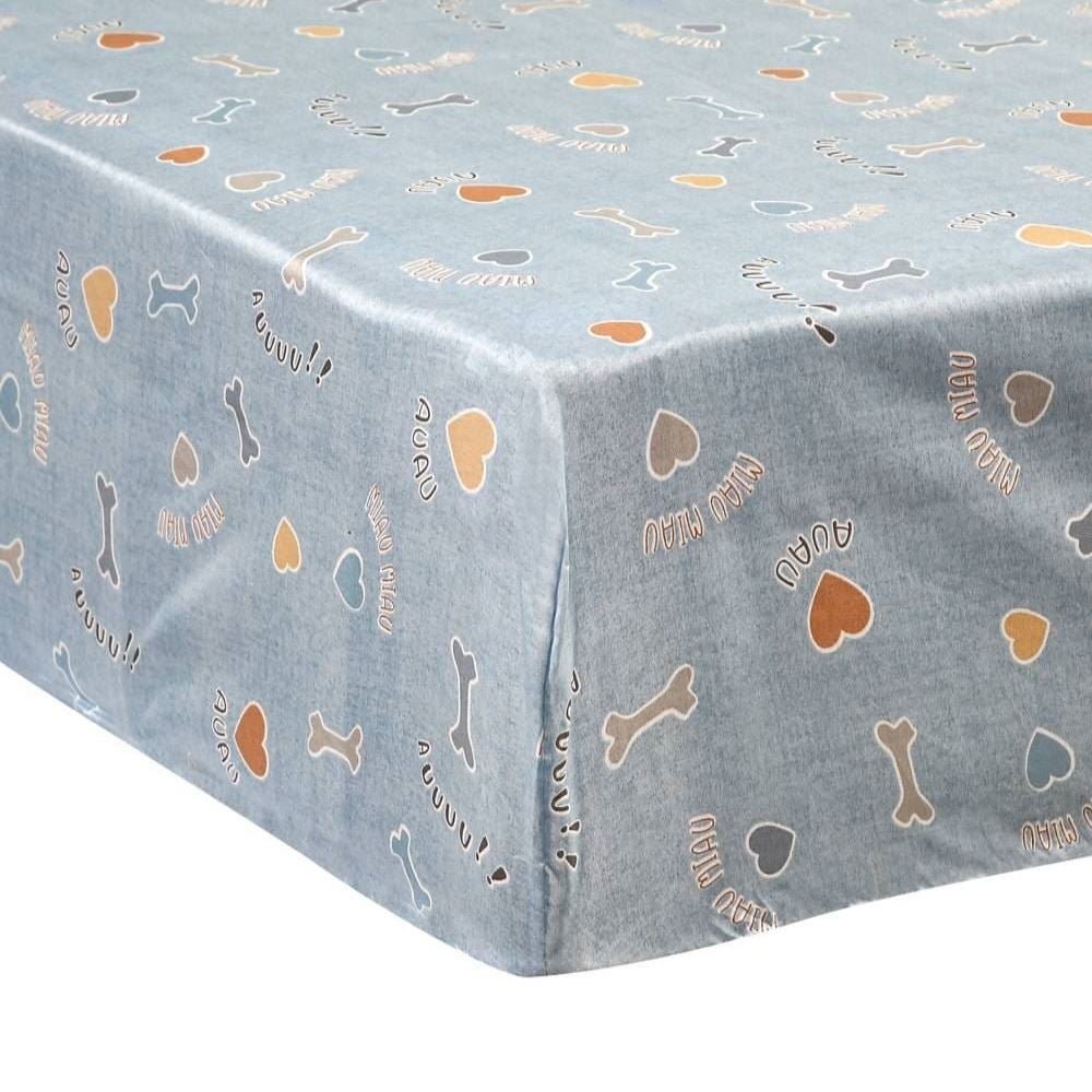 Lençol Avulso Solteiro Microfibra Havan Kids 1 Pç - Pets Azul