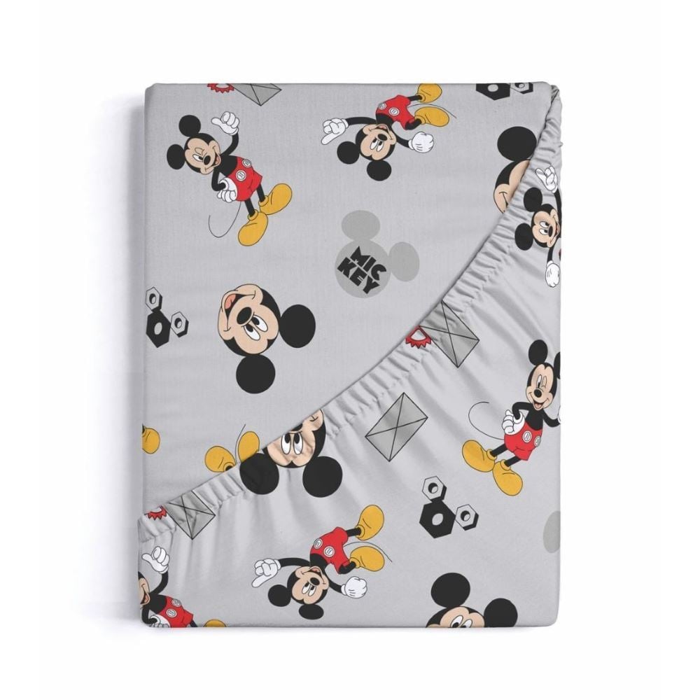 Lençol Infantil Solteiro com Elástico Disney by Hedrons - Mickey Work Rotativo