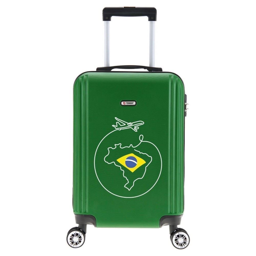 Mala de Viagem Grande Tonin Verde em Abs com Rodas 360° Expansível - Avião