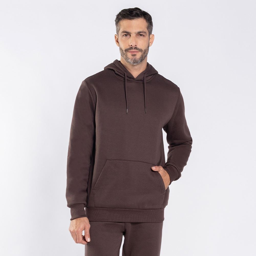 Blusão Moletom Masculino Bolso Canguru Marc Alain Marrom