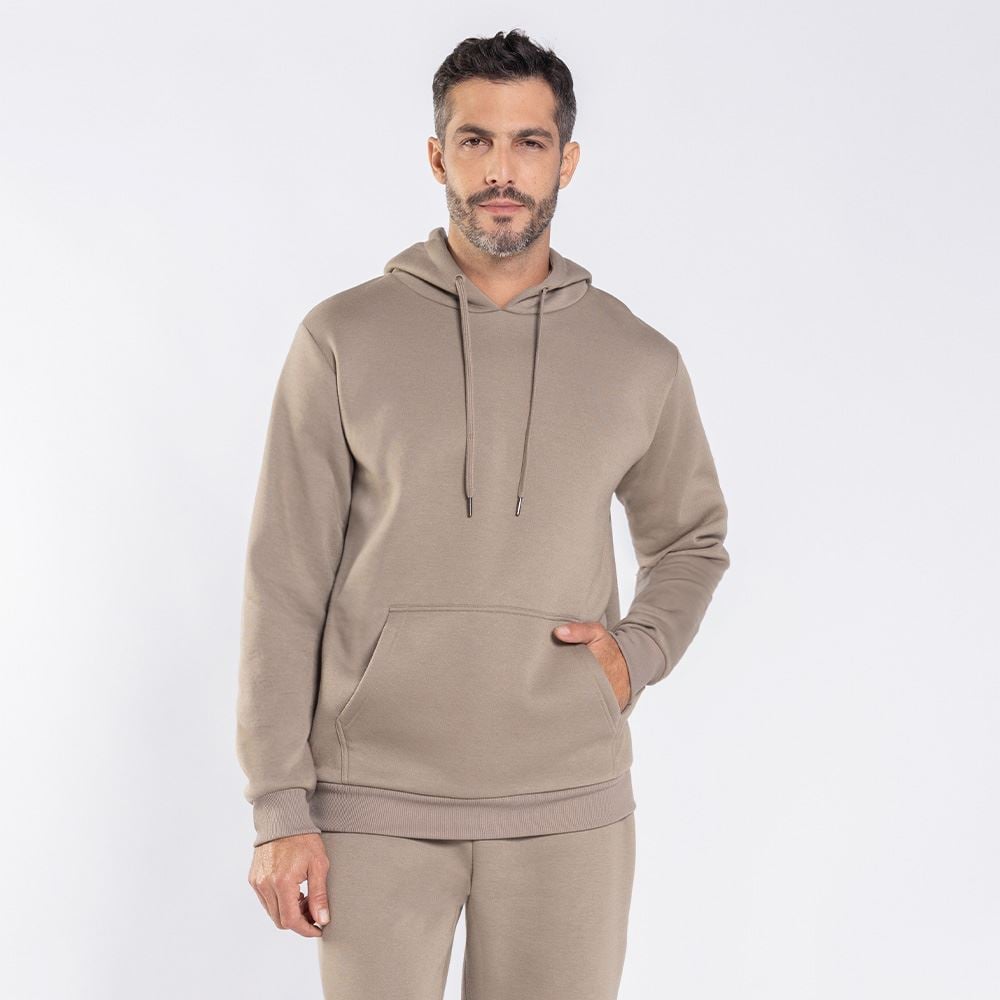 Blusão Moletom Masculino Canguru Marc Alain Bege