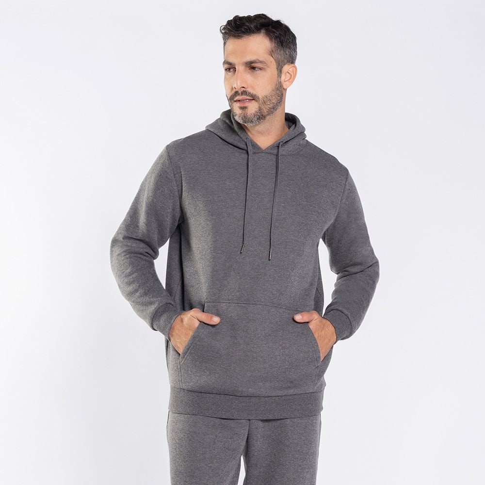 Blusão Moletom Masculino Canguru Marc Alain Mescla Escuro