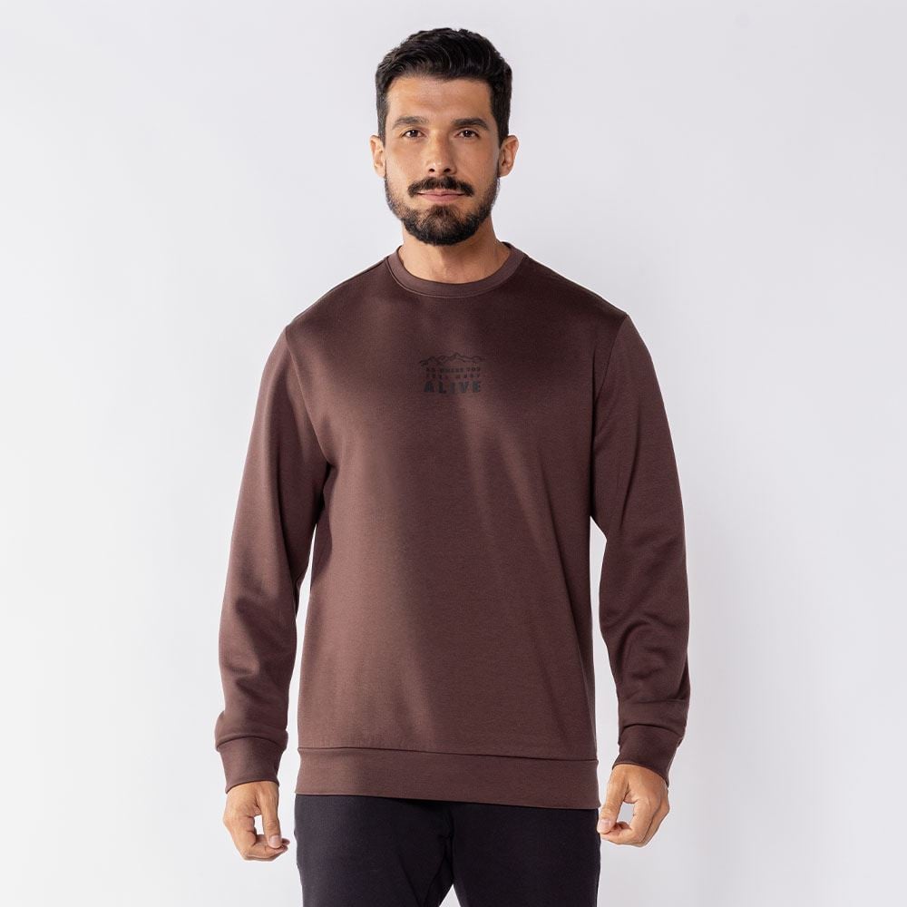 Moletom Masculino Gola Redonda Thing Marrom