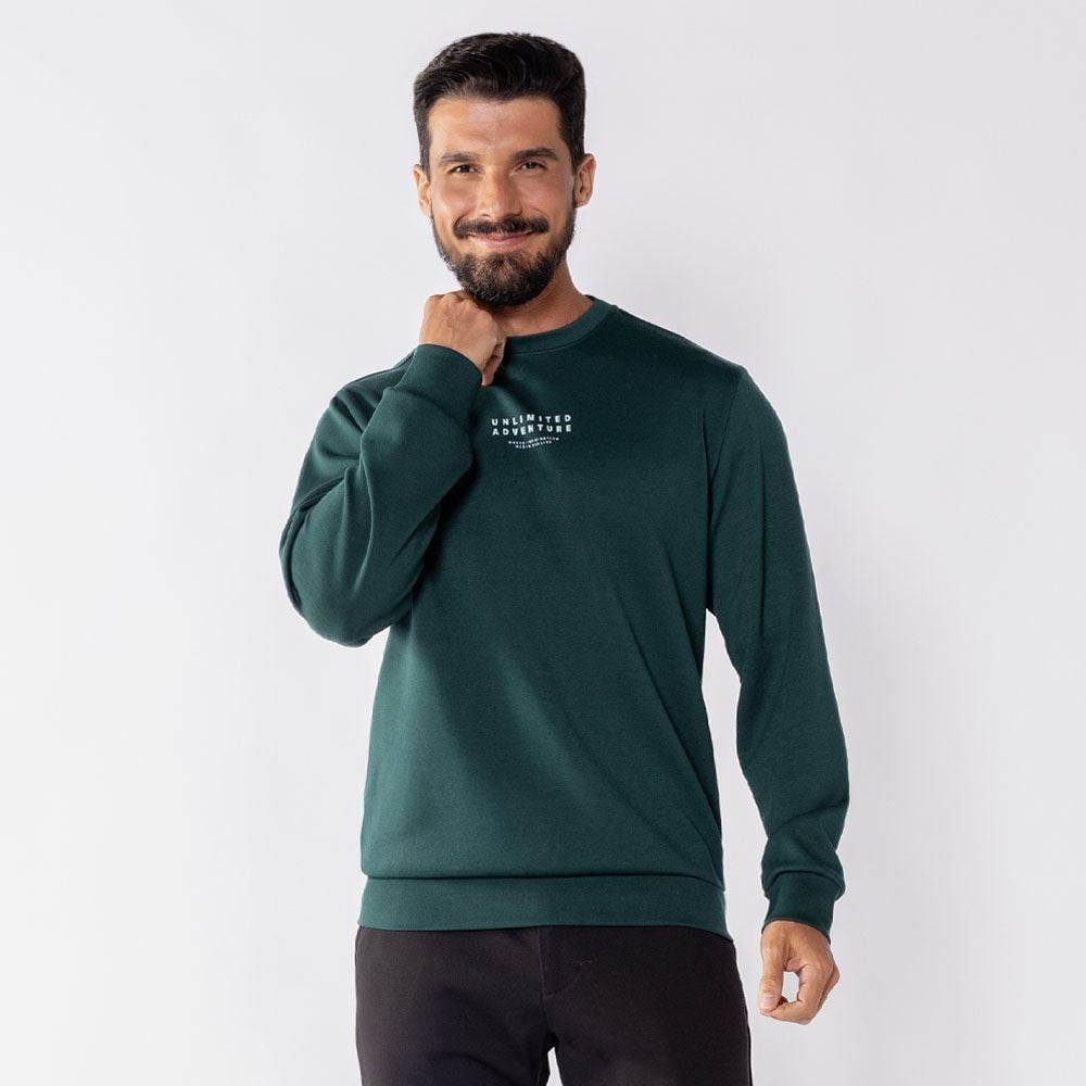 Moletom Masculino Gola Redonda Thing Verde Amostra
