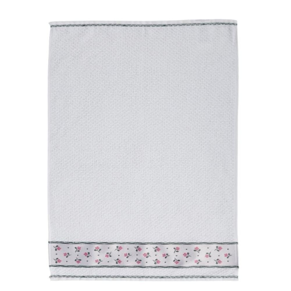 Pano de Copa Felpudo 45Cm X 65Cm Jacquard Döhler - Flores Rosa