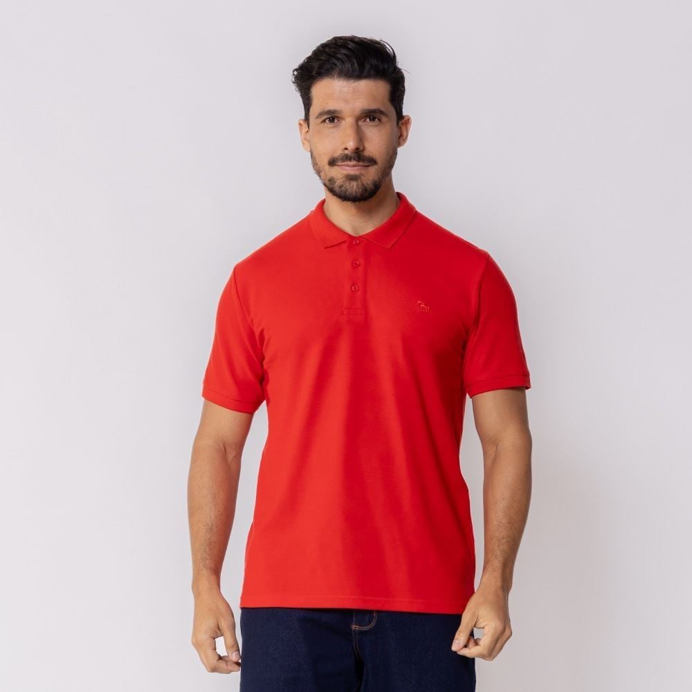 Polo Masculina De Algodão Marc Alain Vermelho