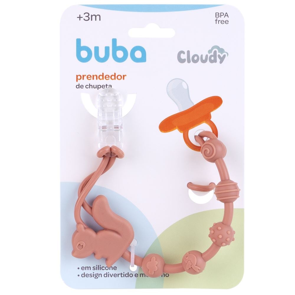 Prendedor de Chupeta em Silicone Cloudy Buba - ESQUILO