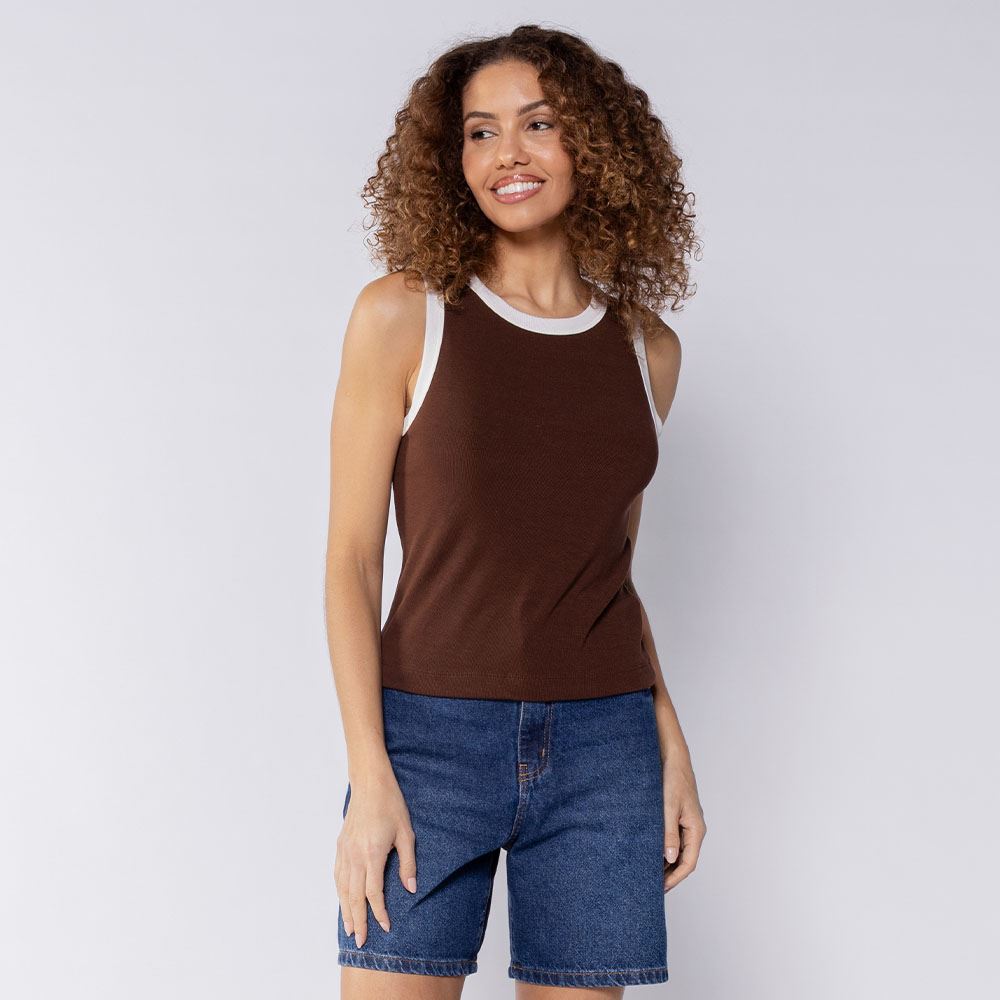 Regata Básica Em Viscose Boby Blues Marrom