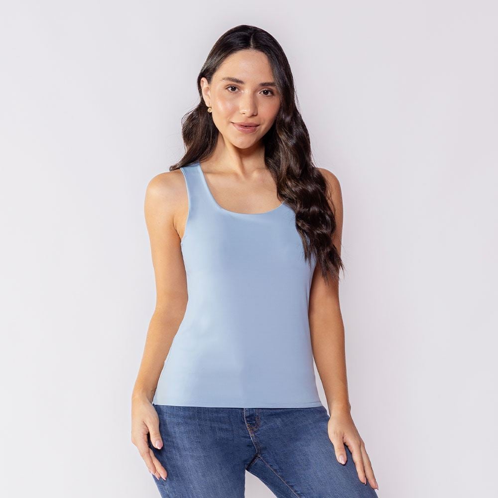 Regata Básica Feminina De Microfibra Patricia Foster Azul