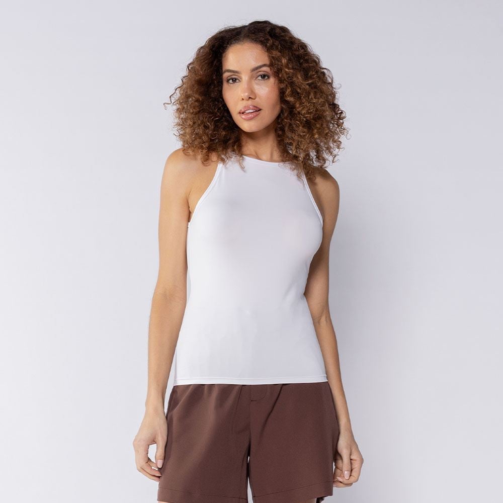 Regata Feminina Básica Em Poliamida Boby Blues Branco