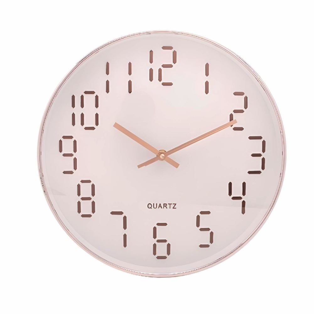 Relógio De Parede Lyor 30,5 Cm - Branco Com Rose 