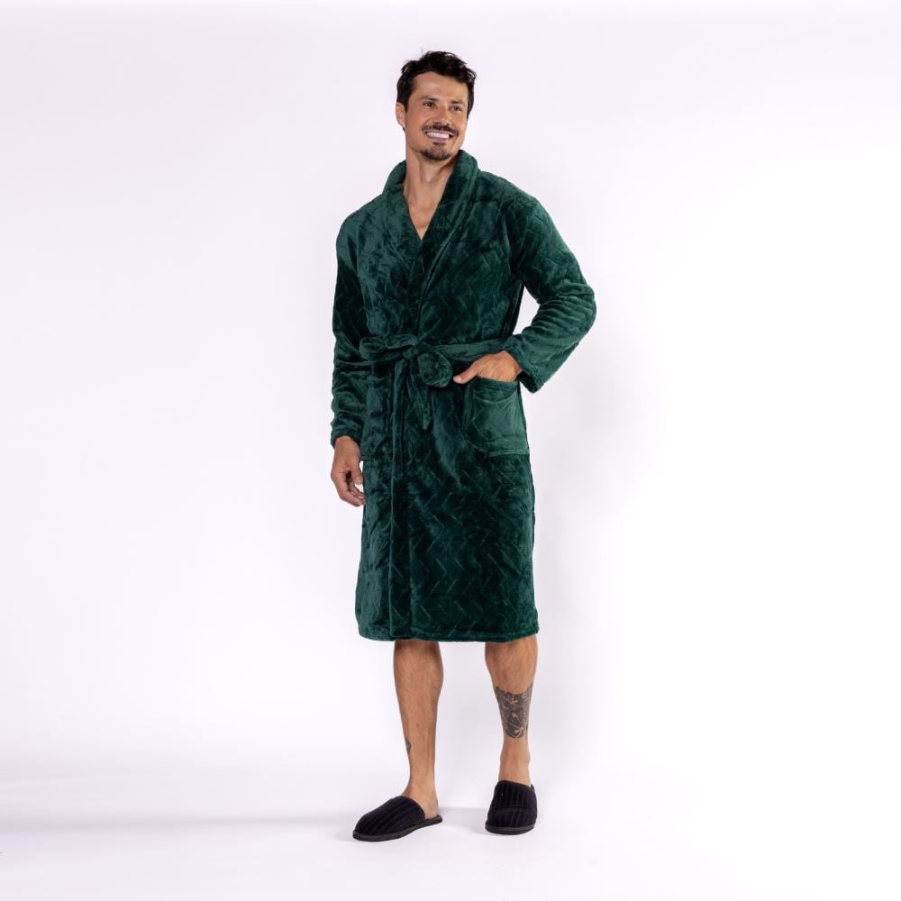 Roupão m Microfibra Masculino Marc Alain - Verde Botânico