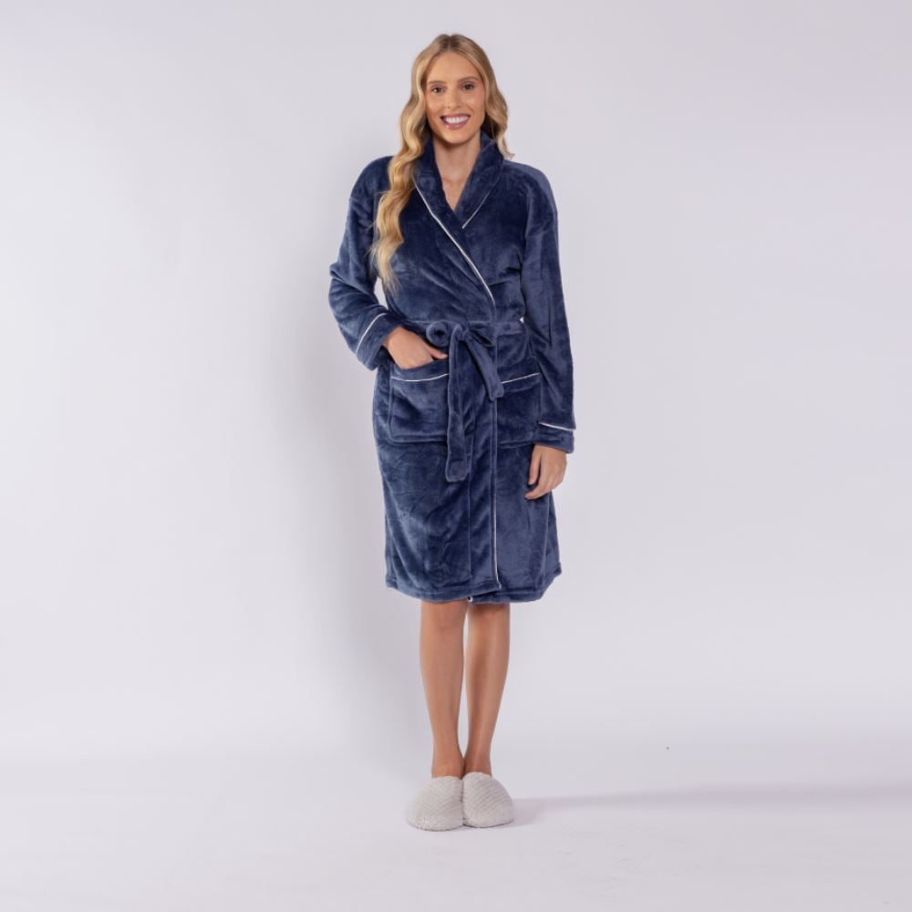 Roupão Adulto G Microfibra Requinte Havan Casa - Azul