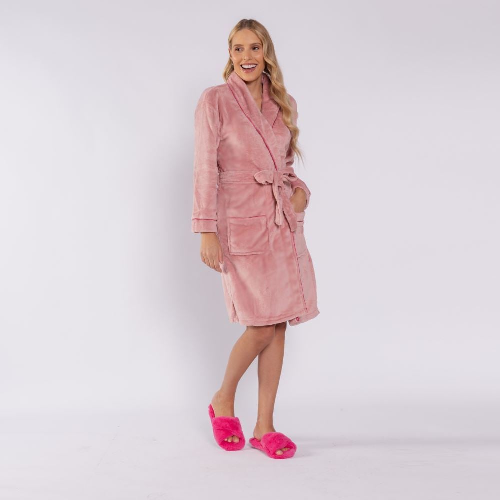 Roupão Adulto G Microfibra Requinte Havan Casa - Rosa