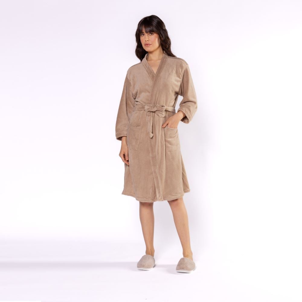Roupão Adulto Microfibra Paris G Havan Casa - Bege