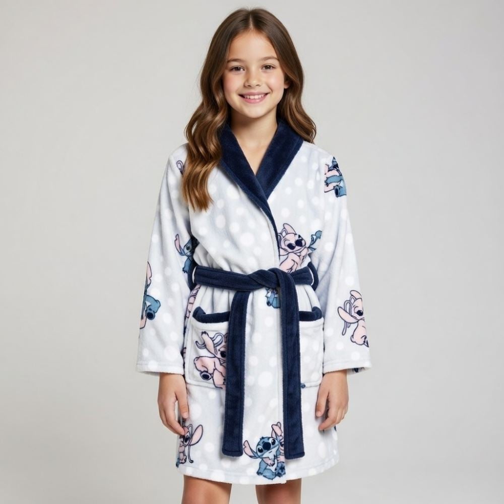 Roupão Infantil G Microfibra Disney - Stitch e Angel