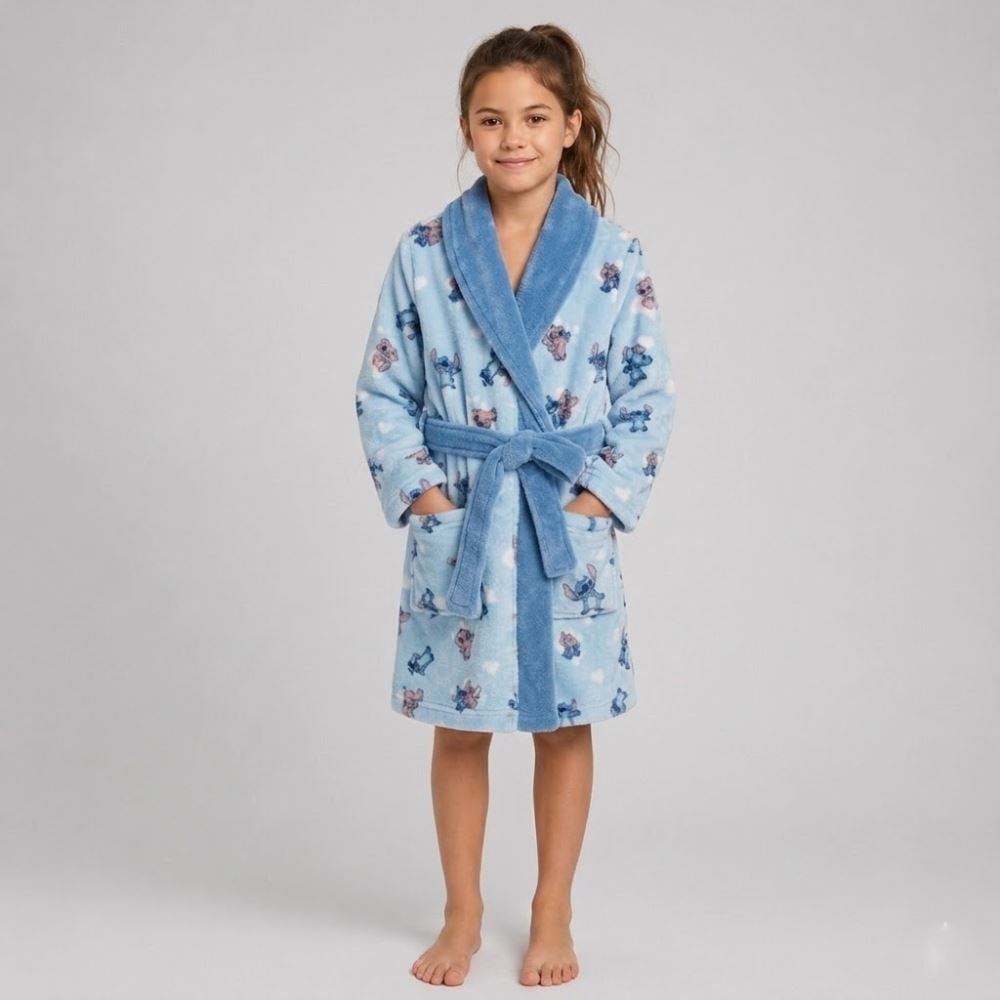Roupão Infantil m Microfibra Disney - Stitch e Angel 2