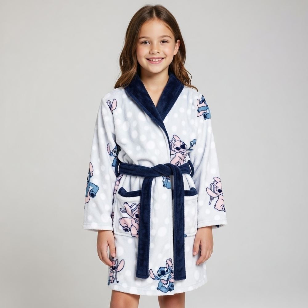 Roupão Infantil m Microfibra Disney - Stitch e Angel