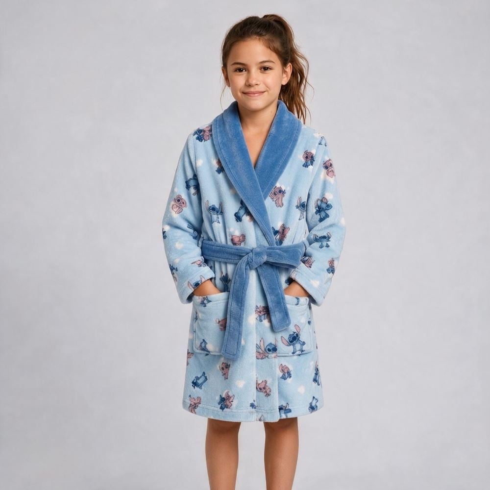 Roupão Infantil M Microfibra Disney - Stitch e Angel 2